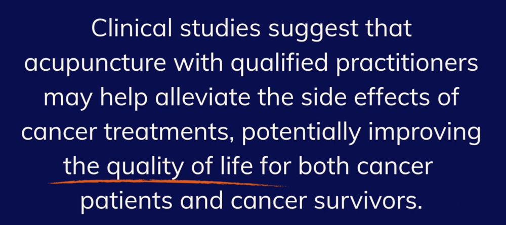 Acupuncture & Side Effects of Cancer Treatment A short video highlighting how acupuncture can support people living with and beyond cancer. 